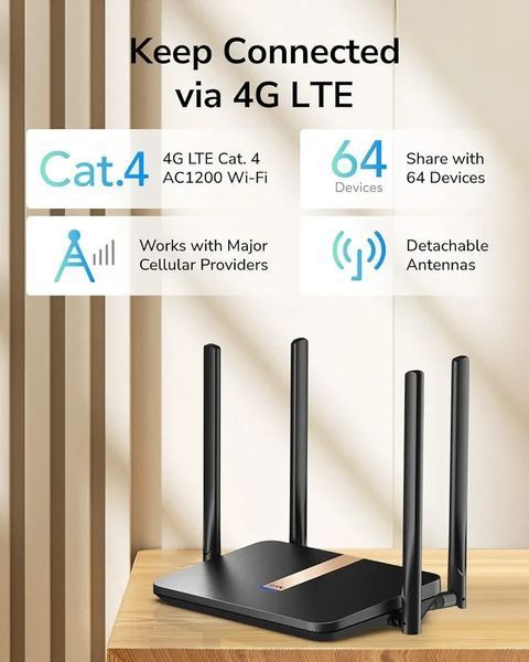Cudy LT500D AC1200 модем-маршрутизатор 4G LTE со слотом для SIM-карты, ровтер Wi-Fi 1200 Мбит/с, 12355866 фото