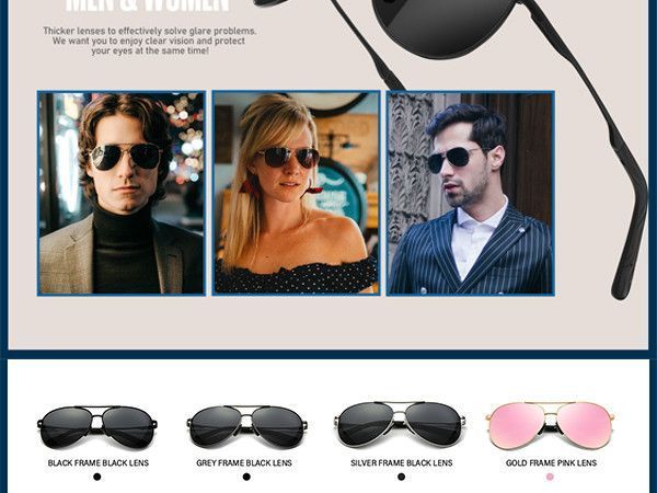 Сонцезахисні окуляри wearPro Polarised-Sunglasses-Mens-Womens-Pilot Sunglasses Unisex UV400 Protection Чорн 22200 фото