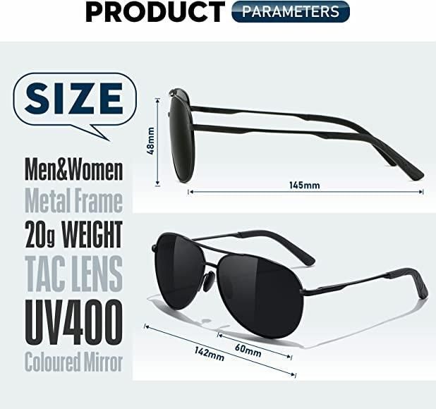 Сонцезахисні окуляри wearPro Polarised-Sunglasses-Mens-Womens-Pilot Sunglasses Unisex UV400 Protection Чорн 22200 фото