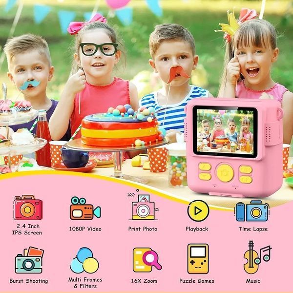 Дитяча камера GREENKINDER 1080P 2,4-дюймовий екран камера Дитяча з папером для друку та картою TF на 32 ГБ 479100 фото