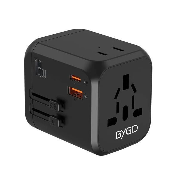 Універсальний адаптер живлення BYGD, з 3 USB-портами та змінним струмом, PDQC 3.0 18 Вт 8555633 фото
