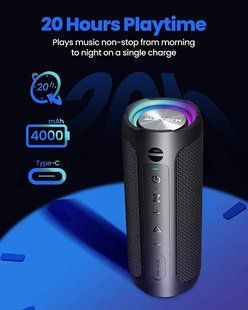 Портативний динамік Bluetooth із супербасом &ndash; бездротовий динамік AUKTECH Bluetooth 5.0, гучніший стереозвук 785778 фото