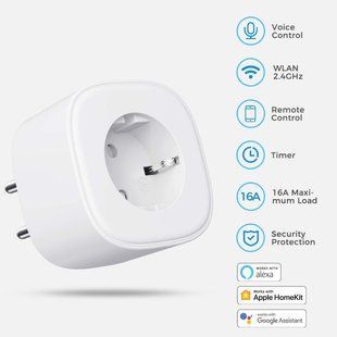FLYSOCKS MSS210 з Apple HomeKit, Flysocks 2,4 ГГц WiFi Socket, сумісний із Siri, Alexa та Google Assistant 1740935556 фото