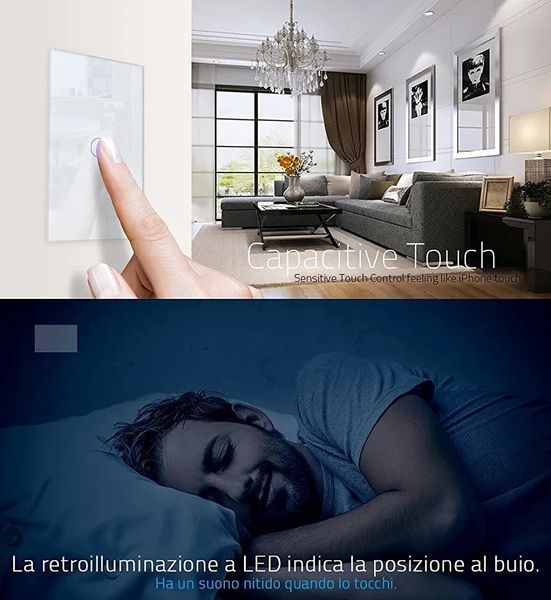 LIVOLO Світлодіодний індикаторний перемикач Crystal Panel Touch перемикач Настінний перемикач для C901 6888090 фото