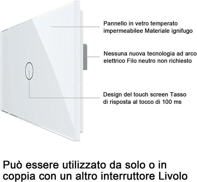 LIVOLO Світлодіодний індикаторний перемикач Crystal Panel Touch перемикач Настінний перемикач для C901 6888090 фото