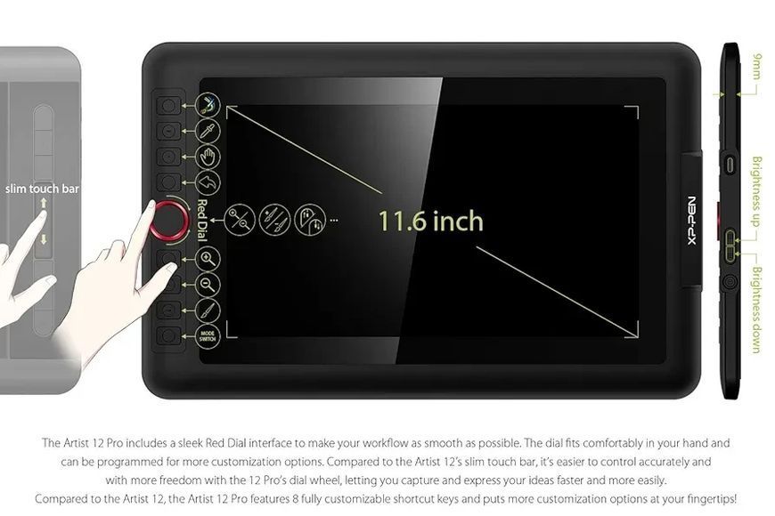 Графічний планшет XPPen Artist12 Pro 11,6 дюймів з екраном, повністю ламінованим графічним планшетом' 5886670 фото