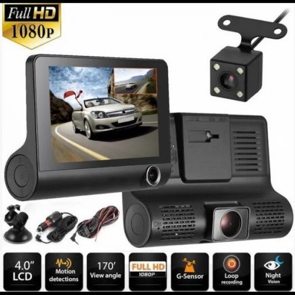 DVR відеореєстратор із трьома камерами:&nbsp;основна ширококутна 170&deg; Full HD камера, 120&deg; камера салону, і 1789968776 фото