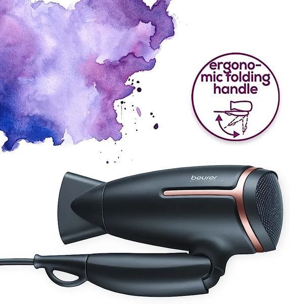 Дорожній фен Beurer Style Pro HC25, легкий портативний фен зі складною ручкою для використання в усьому 8566670 фото