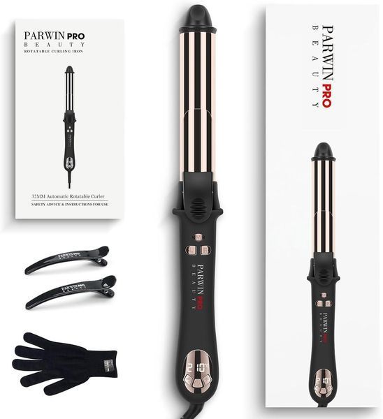 Parwin pro beauty вращающаяся плойка на 360&deg; бигуди 25 мм с нанотитановым покрытием и ЖК-дисплеем 120-210&deg;C 70004 фото