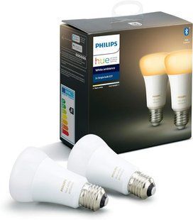 Біла світлодіодна інтелектуальна лампочка Philips Hue 2 шт. [E27, гвинт Едісона], еквівалент 60 Вт з Bluetooth 12387789 фото