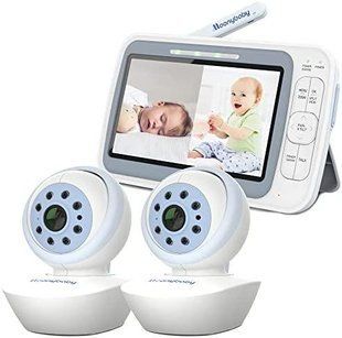 Радіоняня Moonybaby EMF Reducer з дистанційними камерами, QuadView 60, 20 днів роботи від батареї, 5" HD 720p 110002 фото
