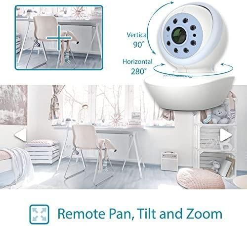 Радіоняня Moonybaby EMF Reducer з дистанційними камерами, QuadView 60, 20 днів роботи від батареї, 5" HD 720p 110002 фото