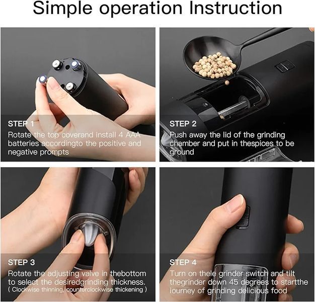Електричних подрібнювачів для солі та перцю Gravity Electric Pepper Grinder, автоматичний та еле 1235667 фото