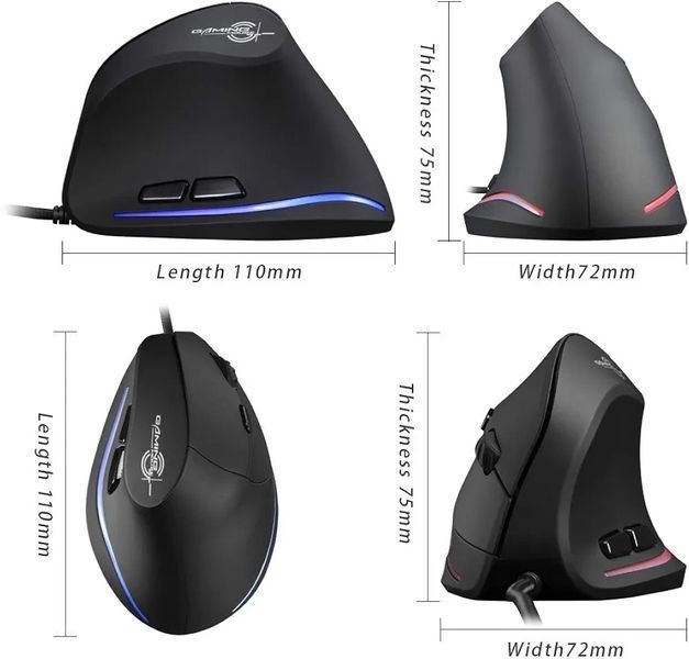 Дротова миша zelotes для комп&rsquo;ютера, 3200 точок на дюйм, 6 кнопок LED USB Optical Ergonomic Mouse, 2256669 фото
