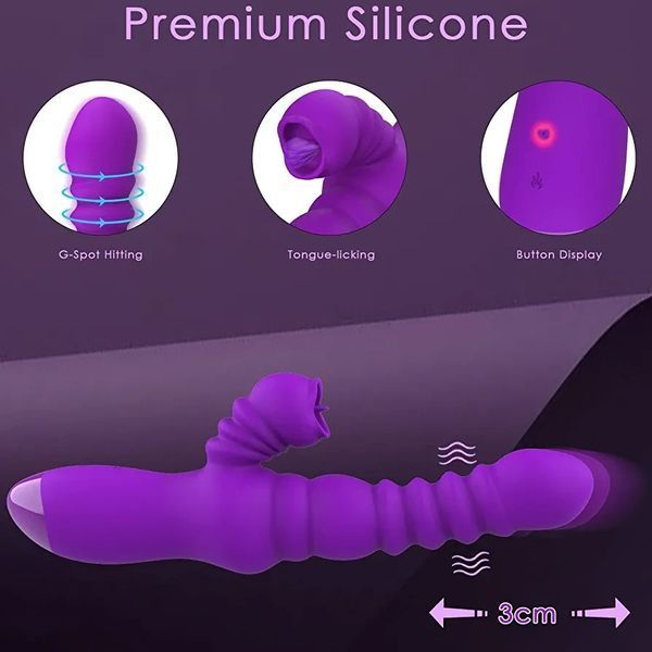 Вібратор G-Spot з функцією удару для неї Реалістичні 7 режимів вібрації та 3 телескопічні нагрівальні 577655 фото