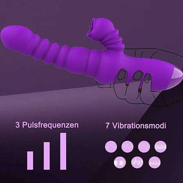 Вібратор G-Spot з функцією удару для неї Реалістичні 7 режимів вібрації та 3 телескопічні нагрівальні 577655 фото