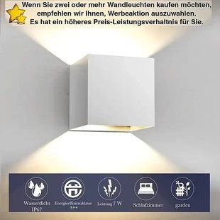 СВІТЛОДІОДНЕ ЗОВНІШНЄ ОСВІТЛЕННЯ,ЛАМПА ВГОРУ ТА ВНИз 7W СВІТЛОДІОДНИЙ СВІТИЛЬНИК 3000K БІЛИЙ-КВАДРАТ (1шт) 899900 фото